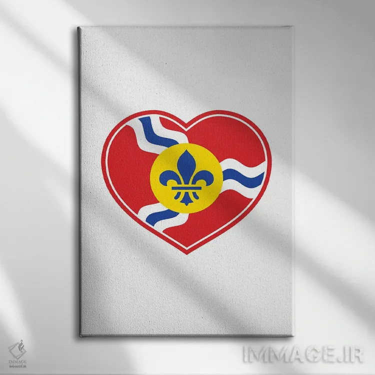 تابلو قلب با پرچم سنت لوئیس اثر پرینتهای بنتون پارک (استودیو/گالری هنری) - نمای روبهرو روی دیوار