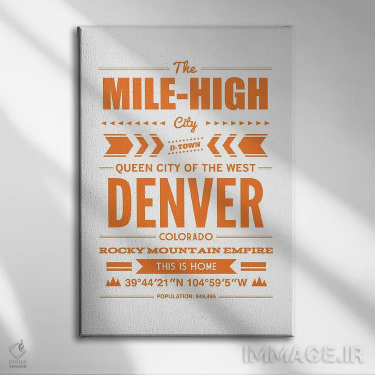 تابلو تایپوگرافی دنور اثر پرینتهای بنتون پارک (استودیو/گالری هنری) - نمای روبهرو روی دیوار