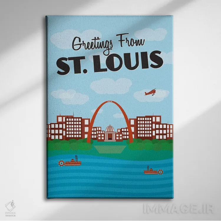 تابلو درود از سنت لوئیس اثر پرینتهای بنتون پارک (استودیو/گالری هنری) - نمای روبهرو روی دیوار
