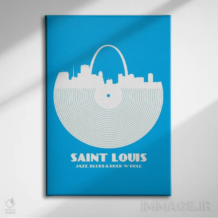 تابلو سنت لوئیس (شهر آمریکا) اثر پرینتهای بنتون پارک (استودیو/گالری هنری) - نمای روبهرو روی دیوار