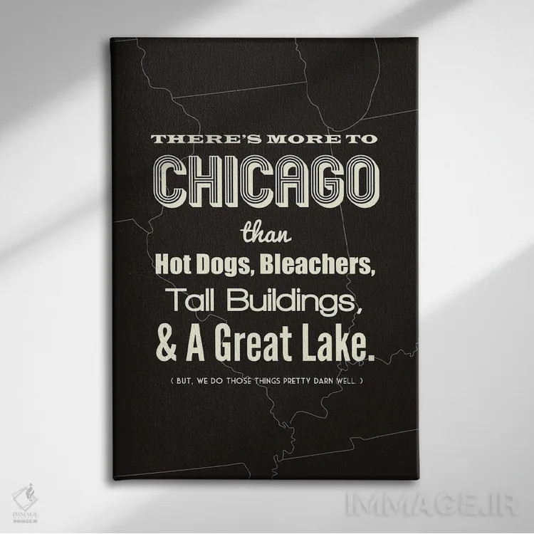 تابلو شیکاگو فراتر از اینهاست اثر پرینتهای بنتون پارک (استودیو/گالری هنری) - نمای روبهرو روی دیوار