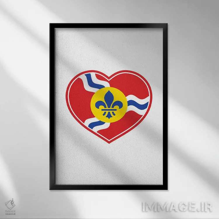 تابلو قلب با پرچم سنت لوئیس اثر پرینتهای بنتون پارک (استودیو/گالری هنری) - نمای قابدار مشکی