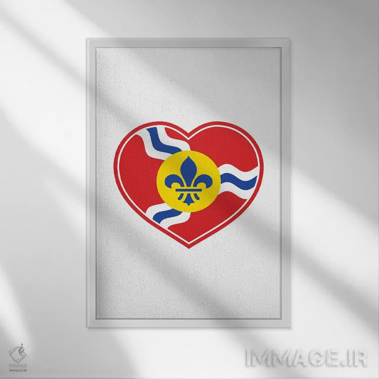 تابلو قلب با پرچم سنت لوئیس اثر پرینتهای بنتون پارک (استودیو/گالری هنری) - نمای قابدار سفید