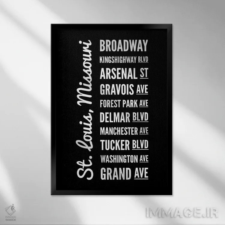 تابلو خیابانهای سنت لوئیس اثر پرینتهای بنتون پارک (استودیو/گالری هنری) - نمای قابدار مشکی