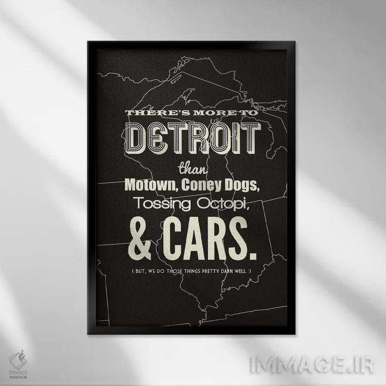 تابلو دیترویت فراتر از اینهاست اثر پرینتهای بنتون پارک (استودیو/گالری هنری) - نمای قابدار مشکی