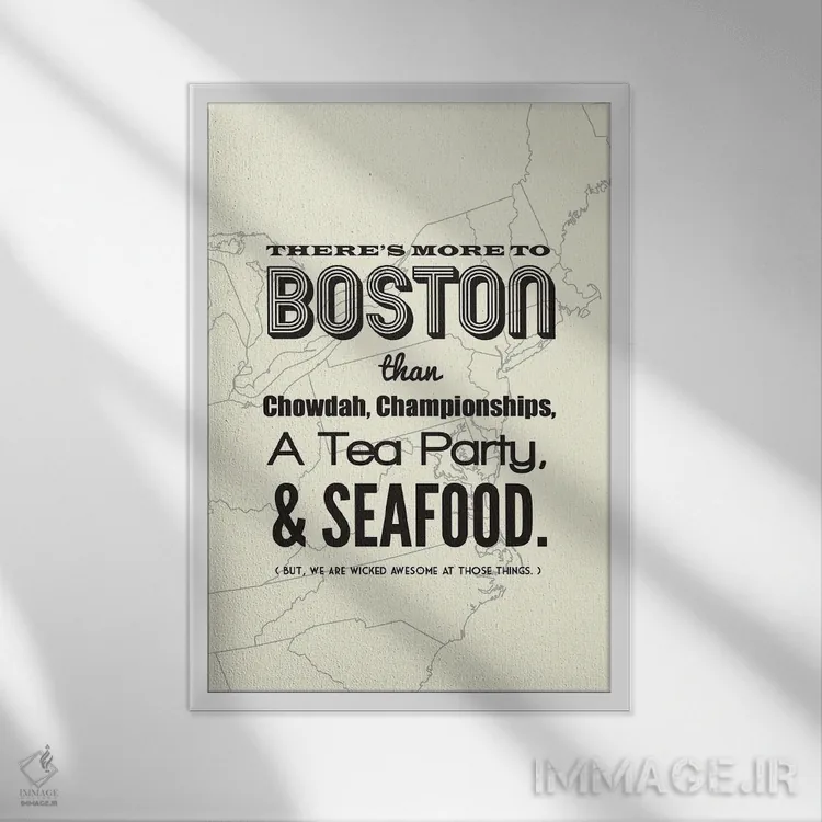 تابلو بوستون فراتر از اینهاست اثر پرینتهای بنتون پارک (استودیو/گالری هنری) - نمای قابدار سفید
