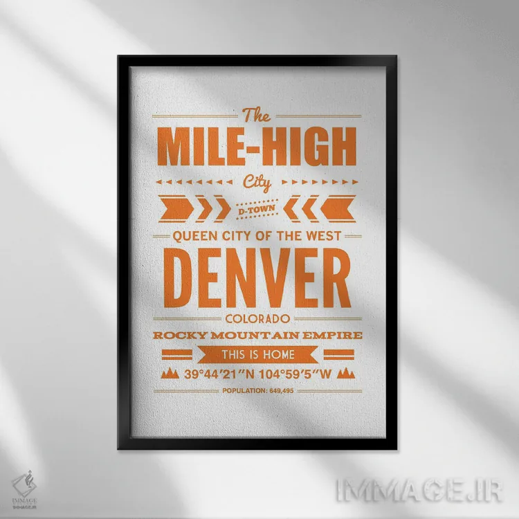 تابلو تایپوگرافی دنور اثر پرینتهای بنتون پارک (استودیو/گالری هنری) - نمای قابدار مشکی