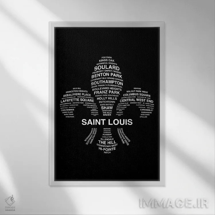تابلو محلههای سنت لوئیس اثر پرینتهای بنتون پارک (استودیو/گالری هنری) - نمای قابدار سفید