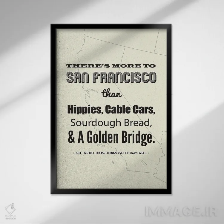 تابلو سان فرانسیسکو فراتر از اینهاست اثر پرینتهای بنتون پارک (استودیو/گالری هنری) - نمای قابدار مشکی