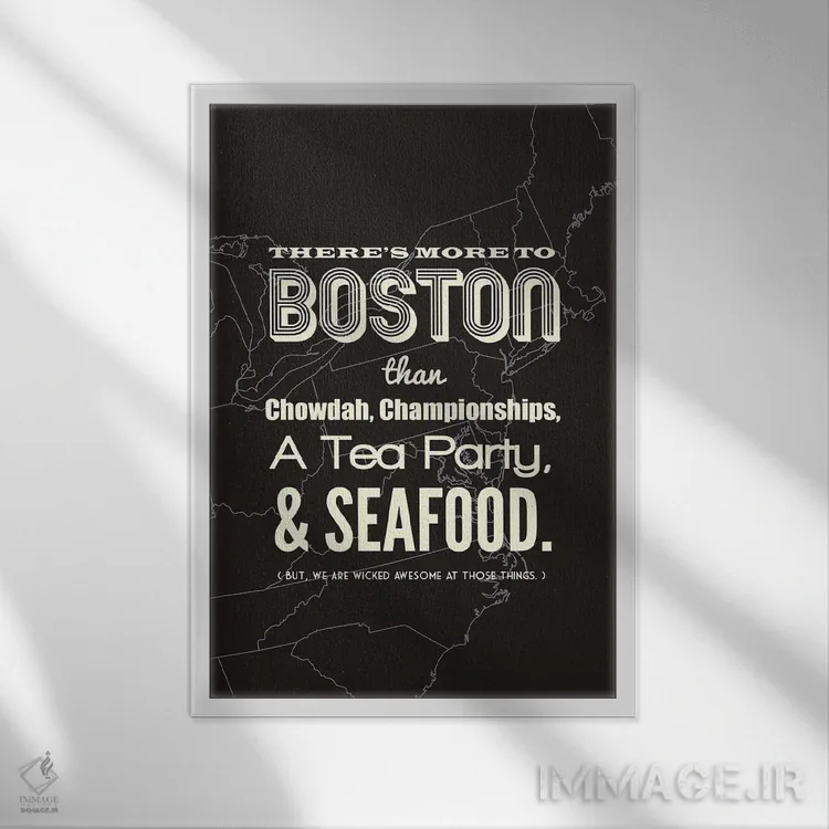 تابلو بوستون فراتر از اینهاست اثر پرینتهای بنتون پارک (استودیو/گالری هنری) - نمای قابدار سفید