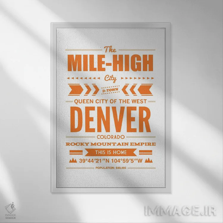 تابلو تایپوگرافی دنور اثر پرینتهای بنتون پارک (استودیو/گالری هنری) - نمای قابدار سفید