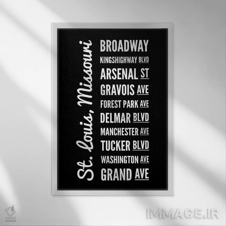 تابلو خیابانهای سنت لوئیس اثر پرینتهای بنتون پارک (استودیو/گالری هنری) - نمای قابدار سفید