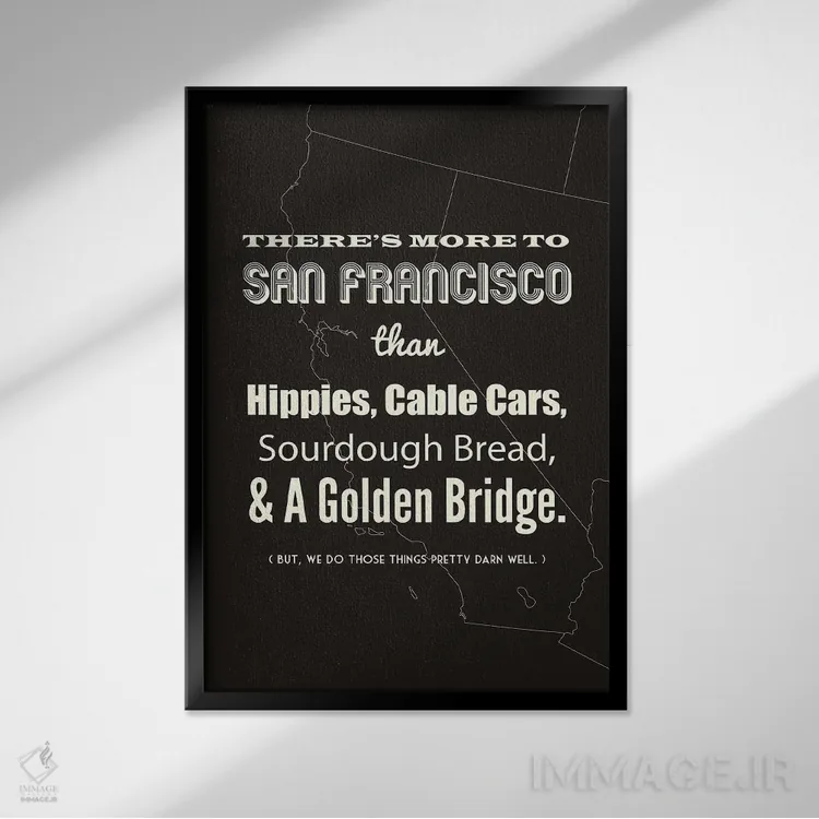 تابلو سان فرانسیسکو فراتر از اینهاست اثر پرینتهای بنتون پارک (استودیو/گالری هنری) - نمای قابدار مشکی