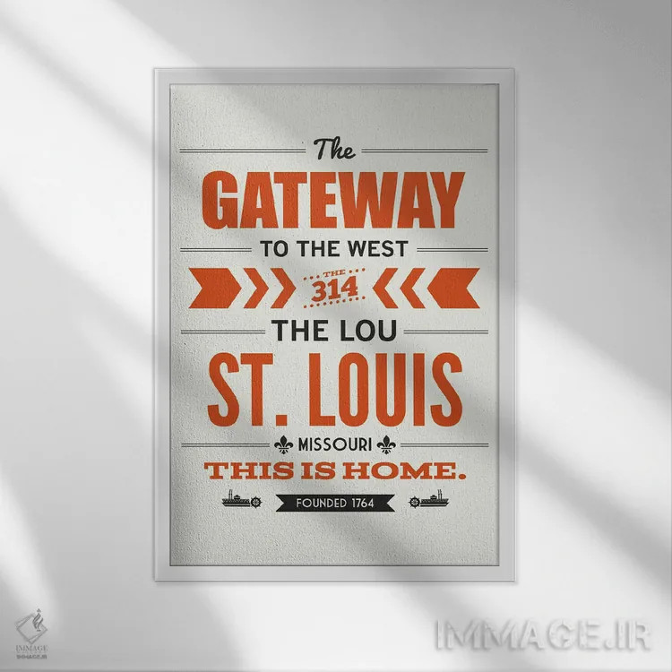 تابلو سنت لوئیس: اینجا خانه است اثر پرینتهای بنتون پارک (استودیو/گالری هنری) - نمای قابدار سفید
