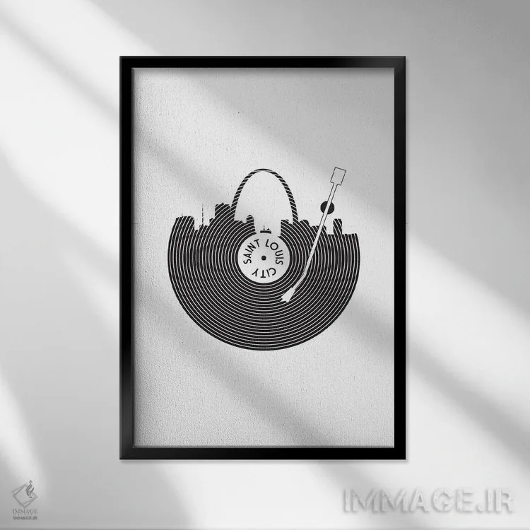 تابلو صفحه گرامافون سنت لوئیس اثر پرینتهای بنتون پارک (استودیو/گالری هنری) - نمای قابدار مشکی