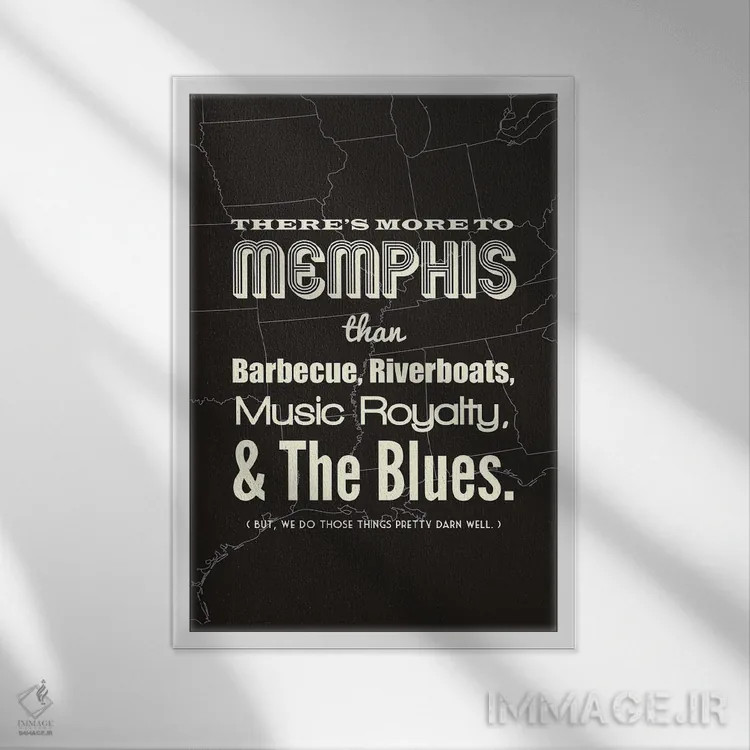 تابلو ممفیس فراتر از اینهاست اثر پرینتهای بنتون پارک (استودیو/گالری هنری) - نمای قابدار سفید