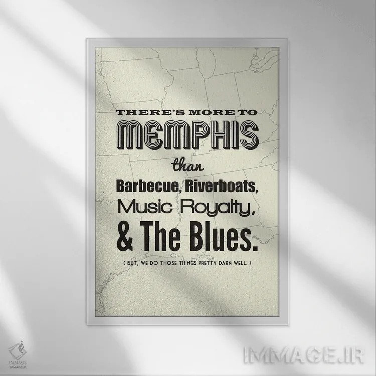 تابلو ممفیس فراتر از اینهاست اثر پرینتهای بنتون پارک (استودیو/گالری هنری) - نمای قابدار سفید