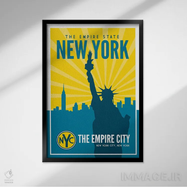 تابلو ایالت امپایر نیویورک (نام مستعار ایالت نیویورک) اثر پرینتهای بنتون پارک (استودیو/گالری هنری) - نمای قابدار مشکی