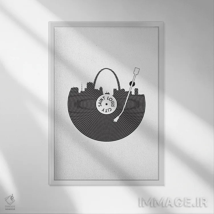 تابلو صفحه گرامافون سنت لوئیس اثر پرینتهای بنتون پارک (استودیو/گالری هنری) - نمای قابدار سفید