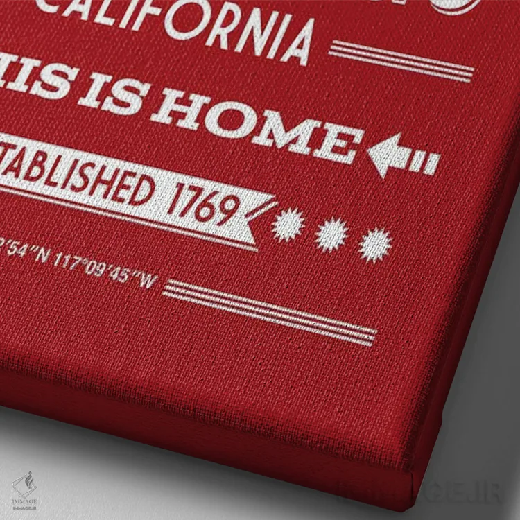 تابلو تایپوگرافی سن دیگو اثر پرینتهای بنتون پارک (استودیو/گالری هنری) - نمای نزدیک بافت بوم