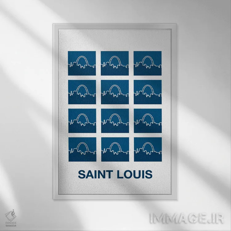 تابلو طاقهای سنت لوئیس (نماد شهر سنت لوئیس) اثر پرینتهای بنتون پارک (استودیو/گالری هنری) - نمای قابدار سفید