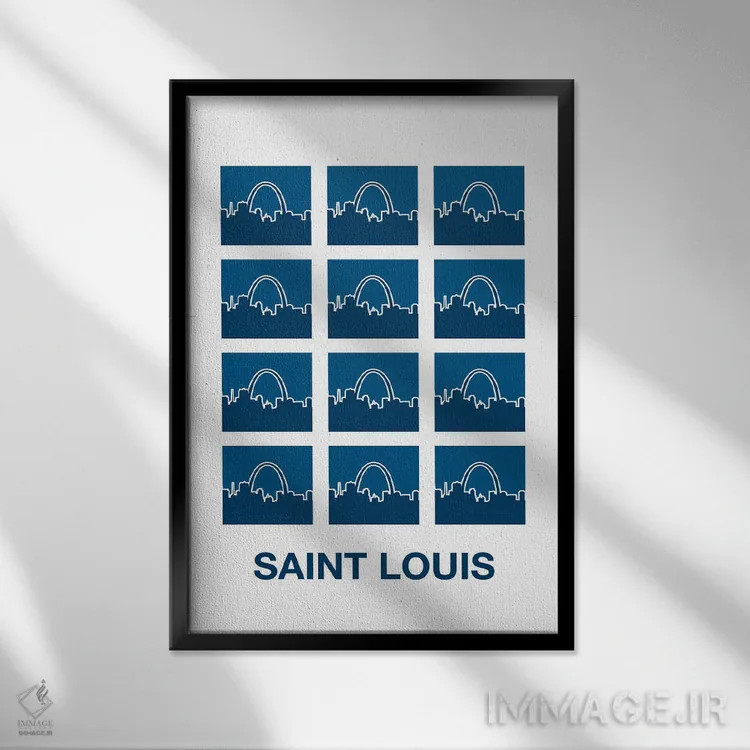 تابلو طاقهای سنت لوئیس (نماد شهر سنت لوئیس) اثر پرینتهای بنتون پارک (استودیو/گالری هنری) - نمای قابدار مشکی