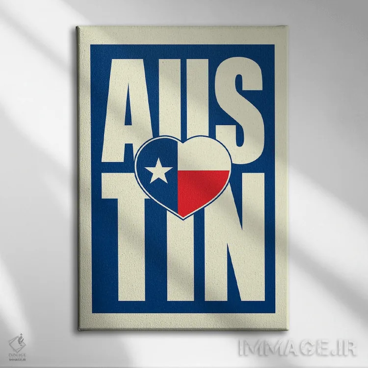 تابلو قلب تایپوگرافی آستین اثر پرینتهای بنتون پارک (استودیو/گالری هنری) - نمای روبهرو روی دیوار
