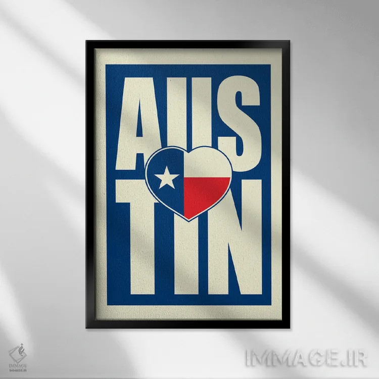 تابلو قلب تایپوگرافی آستین اثر پرینتهای بنتون پارک (استودیو/گالری هنری) - نمای قابدار مشکی