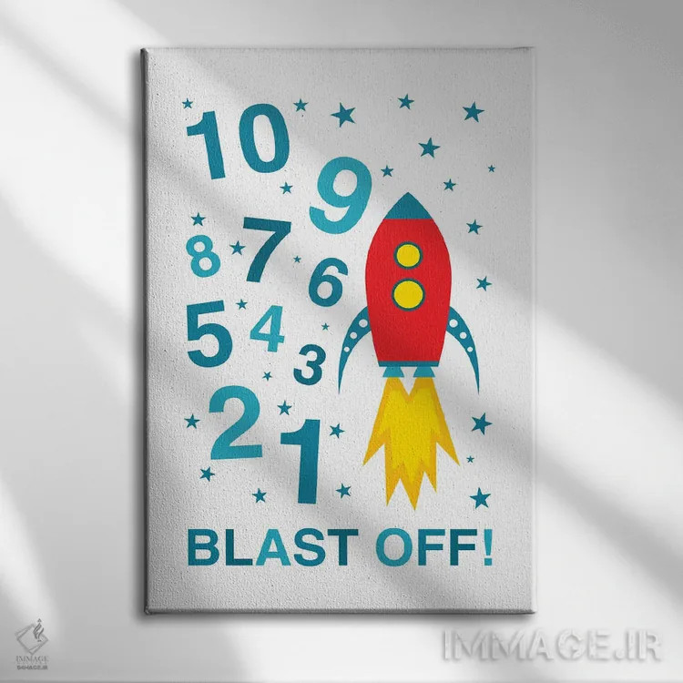 تابلو شمارش معکوس پرتاب اثر پرینتهای بنتون پارک (استودیو/گالری هنری) - نمای روبهرو روی دیوار