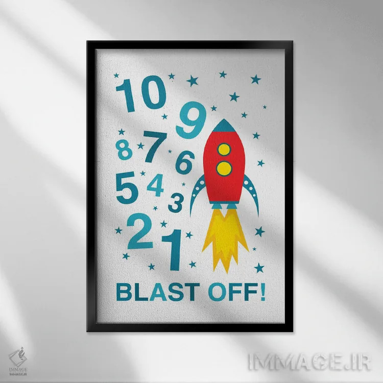 تابلو شمارش معکوس پرتاب اثر پرینتهای بنتون پارک (استودیو/گالری هنری) - نمای قابدار مشکی