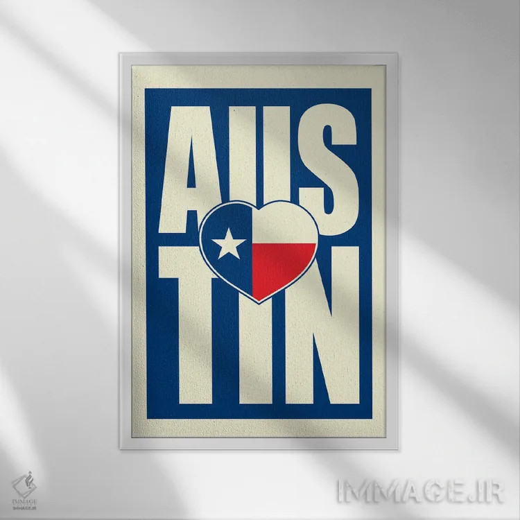 تابلو قلب تایپوگرافی آستین اثر پرینتهای بنتون پارک (استودیو/گالری هنری) - نمای قابدار سفید