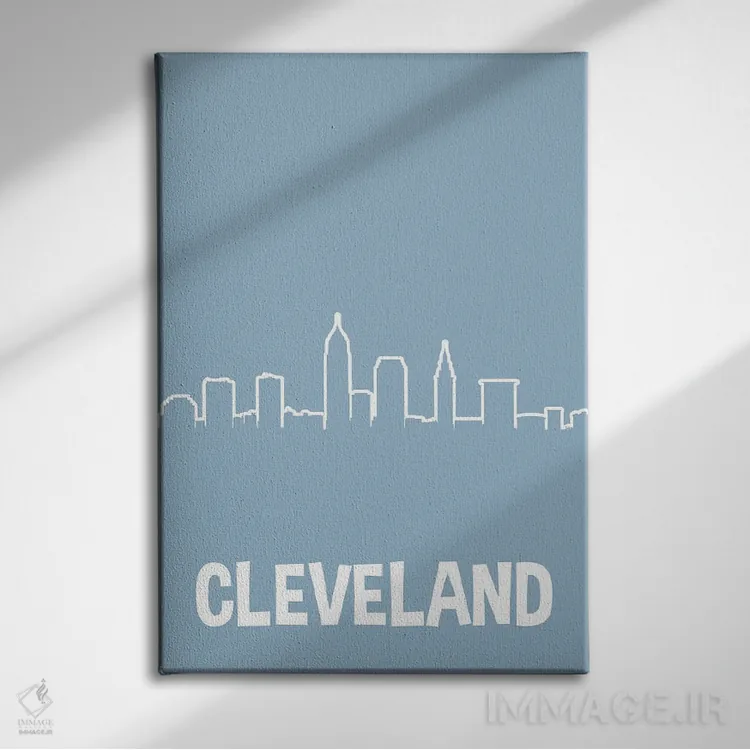 تابلو خط افق کلیولند (طرح خطی) اثر پرینتهای بنتون پارک (استودیو/گالری هنری) - نمای روبهرو روی دیوار