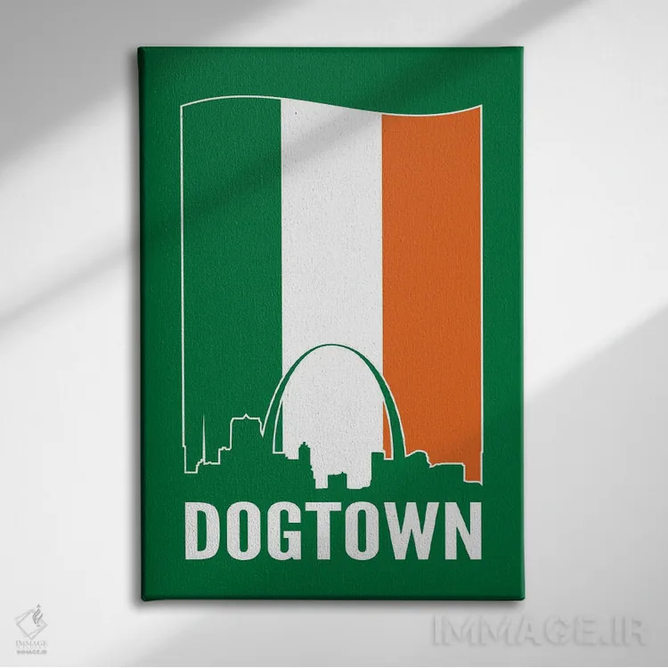 تابلو داگتاون سنت لوئیس (نام محله) اثر پرینتهای بنتون پارک (استودیو/گالری هنری) - نمای روبهرو روی دیوار