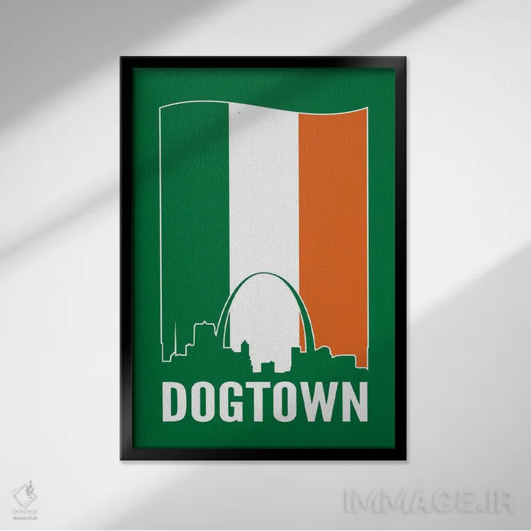 تابلو داگتاون سنت لوئیس (نام محله) اثر پرینتهای بنتون پارک (استودیو/گالری هنری) - نمای قابدار مشکی