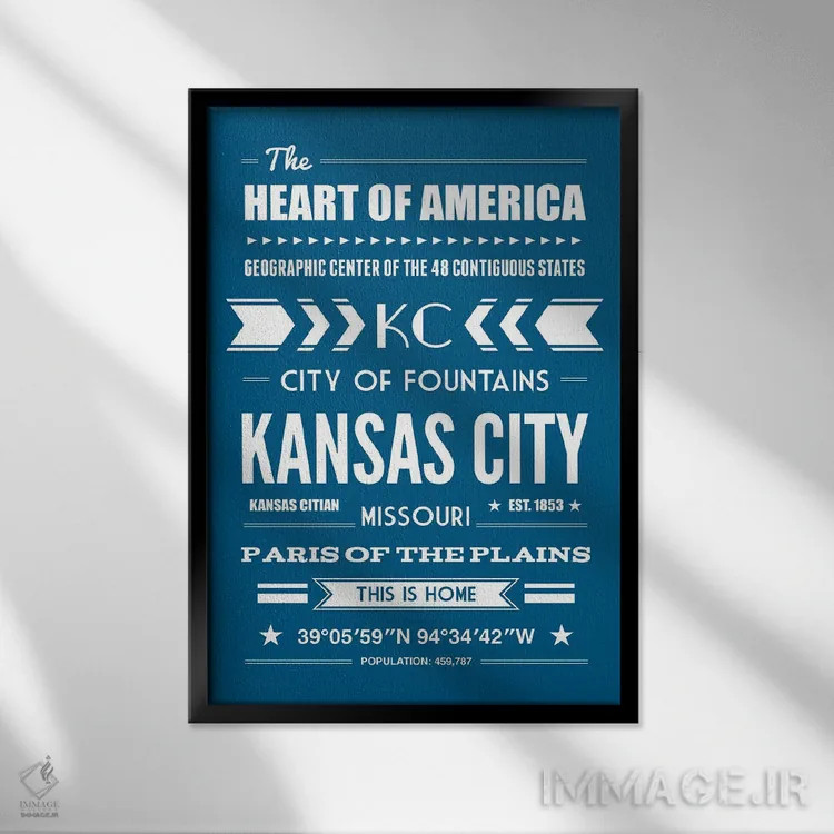 تابلو کانزاسسیتی اثر پرینتهای بنتون پارک (استودیو/گالری هنری) - نمای قابدار مشکی