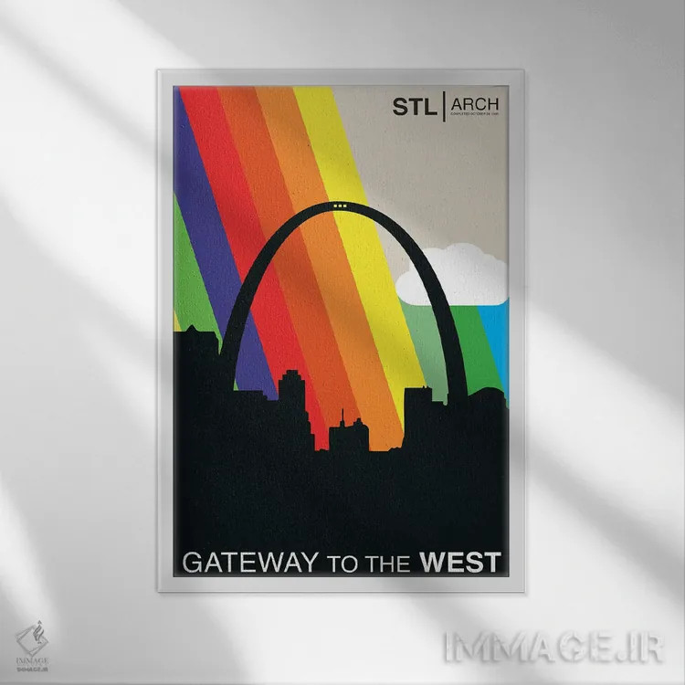 تابلو دروازهٔ غرب (لقب سنت لوئیس) اثر پرینتهای بنتون پارک (استودیو/گالری هنری) - نمای قابدار سفید