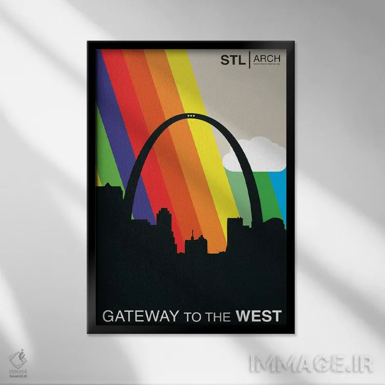 تابلو دروازهٔ غرب (لقب سنت لوئیس) اثر پرینتهای بنتون پارک (استودیو/گالری هنری) - نمای قابدار مشکی