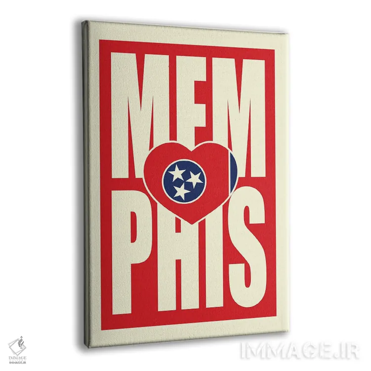 تابلو قلب تایپوگرافی ممفیس اثر پرینتهای بنتون پارک (استودیو/گالری هنری) - نمای پرسپکتیو محصول