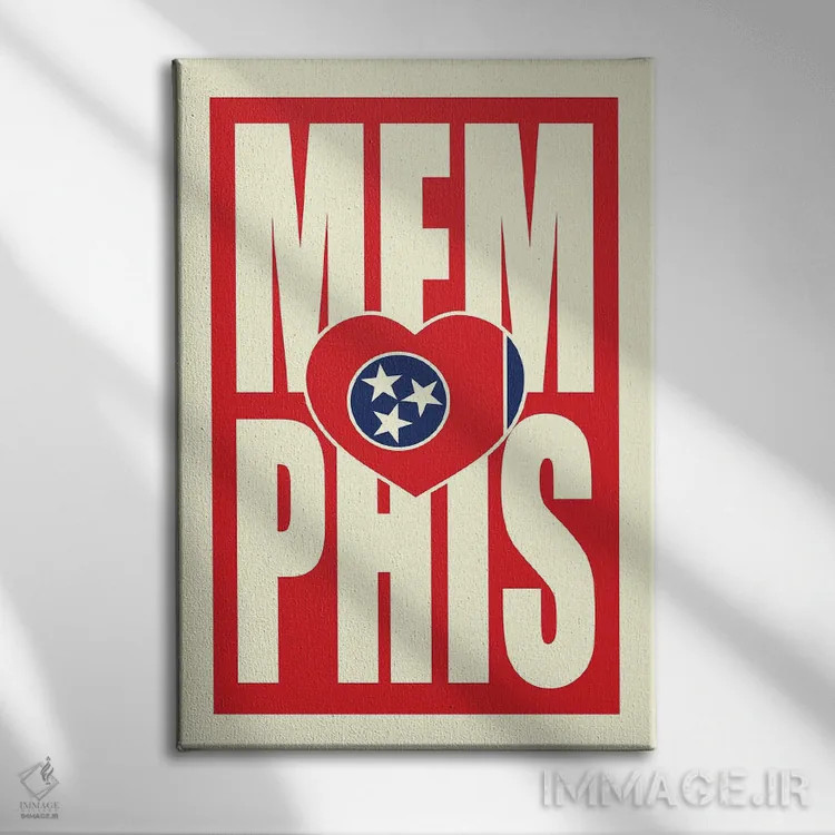 تابلو قلب تایپوگرافی ممفیس اثر پرینتهای بنتون پارک (استودیو/گالری هنری) - نمای روبهرو روی دیوار