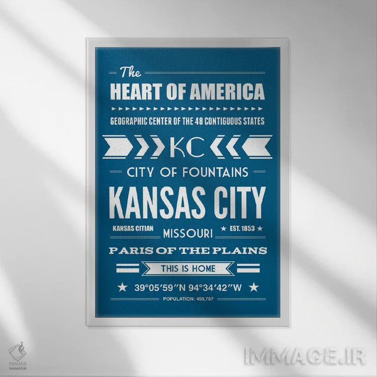 تابلو کانزاسسیتی اثر پرینتهای بنتون پارک (استودیو/گالری هنری) - نمای قابدار سفید