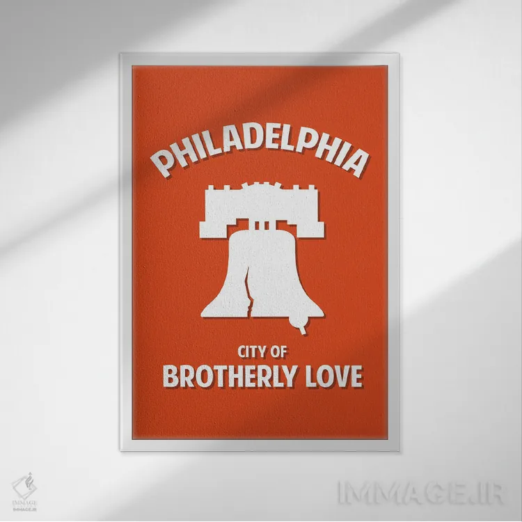 تابلو شهر عشق برادری (لقب فیلادلفیا) اثر پرینتهای بنتون پارک (استودیو/گالری هنری) - نمای قابدار سفید