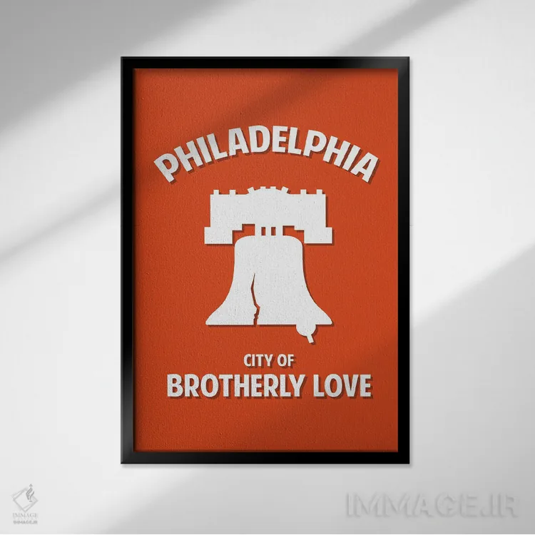 تابلو شهر عشق برادری (لقب فیلادلفیا) اثر پرینتهای بنتون پارک (استودیو/گالری هنری) - نمای قابدار مشکی
