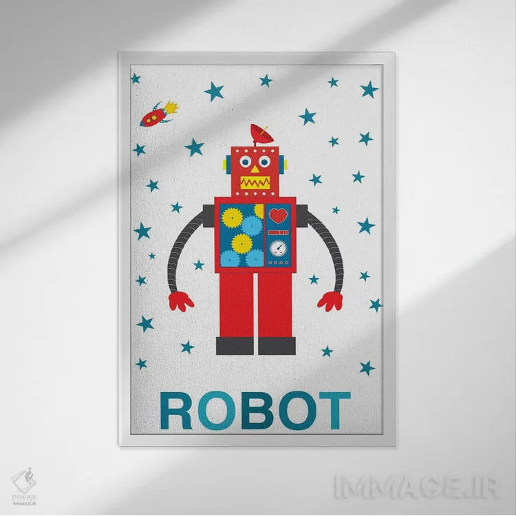 تابلو موشک رباتی اثر پرینتهای بنتون پارک (استودیو/گالری هنری) - نمای قابدار سفید