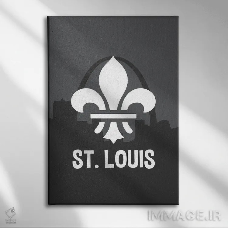 تابلو سنت لوئیس با نماد فلور-د-لیس اثر پرینتهای بنتون پارک (استودیو/گالری هنری) - نمای روبهرو روی دیوار