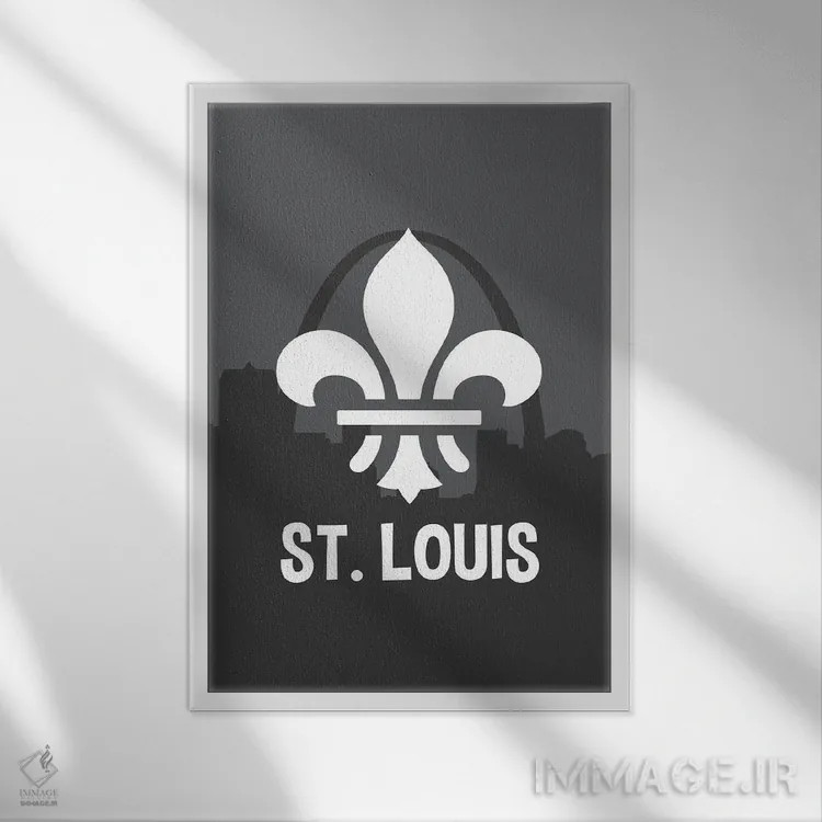 تابلو سنت لوئیس با نماد فلور-د-لیس اثر پرینتهای بنتون پارک (استودیو/گالری هنری) - نمای قابدار سفید