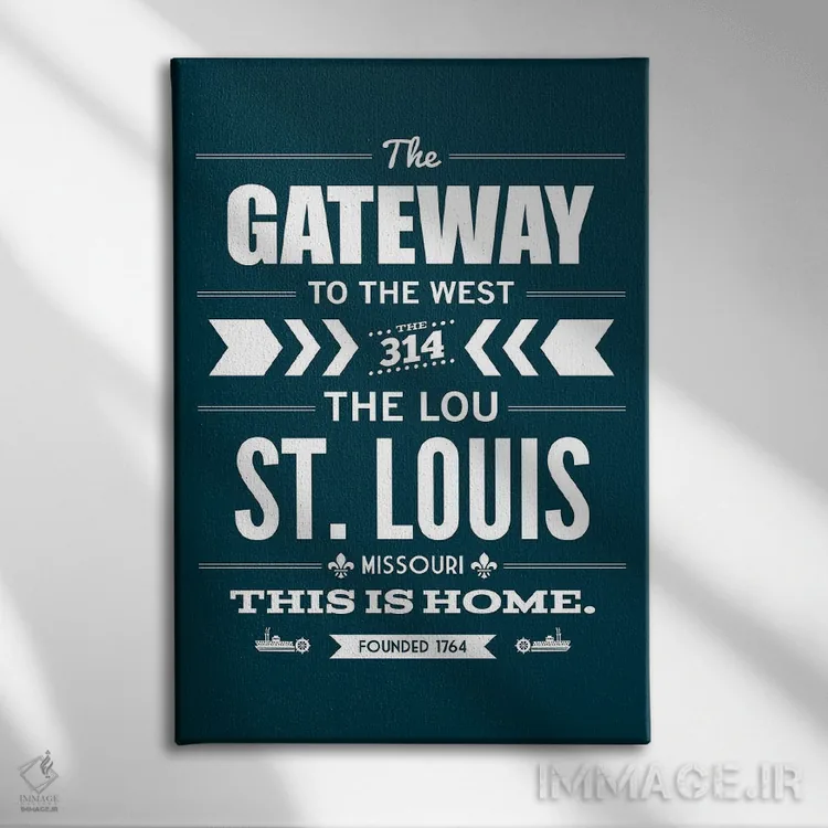 تابلو سنت لوئیس (شهر آمریکا) اثر پرینتهای بنتون پارک (استودیو/گالری هنری) - نمای روبهرو روی دیوار