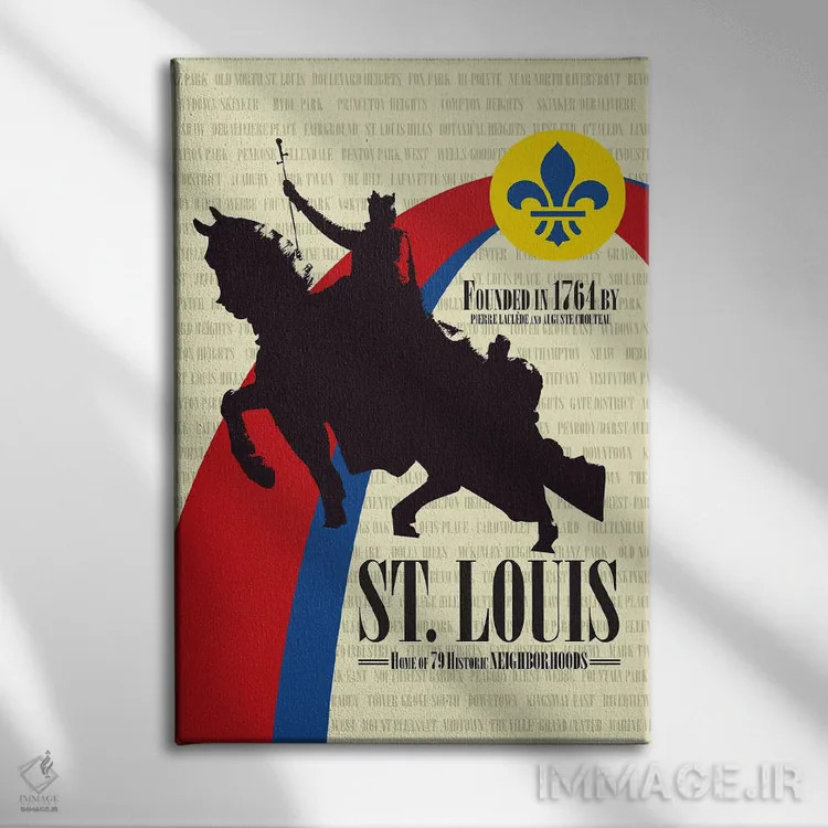 تابلو سنت لوئیس (شهر آمریکا) اثر پرینتهای بنتون پارک (استودیو/گالری هنری) - نمای روبهرو روی دیوار