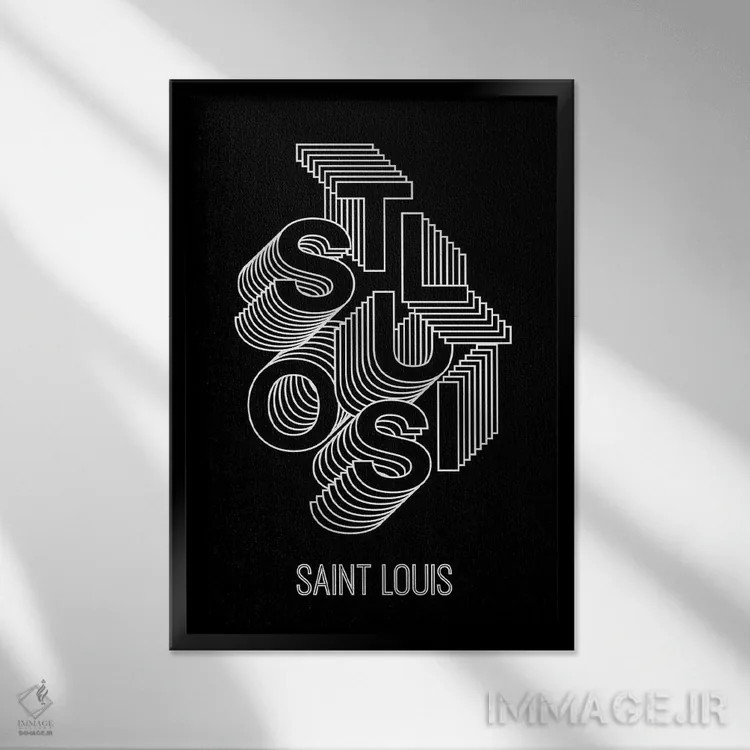 تابلو پلههای سنت لوئیس اثر پرینتهای بنتون پارک (استودیو/گالری هنری) - نمای قابدار مشکی