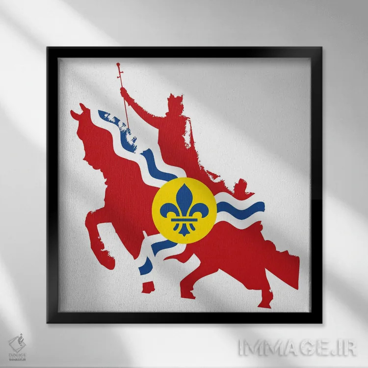 تابلو مجسمهٔ سنت لوئیس اثر پرینتهای بنتون پارک (استودیو/گالری هنری) - نمای قابدار مشکی