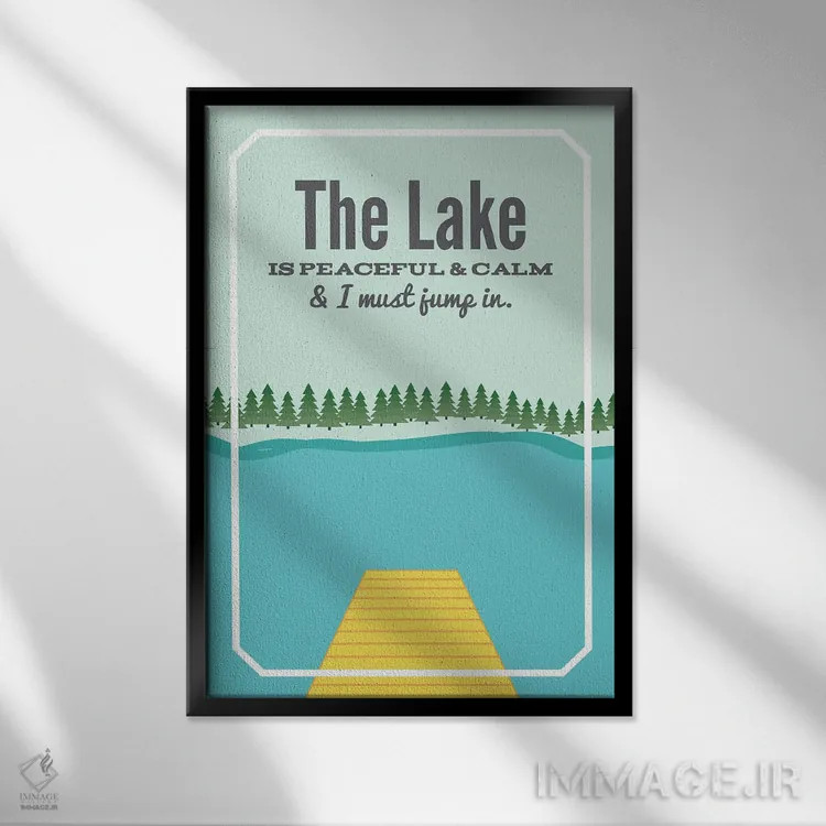 تابلو دریاچه آرام و ساکت است اثر پرینتهای بنتون پارک (استودیو/گالری هنری) - نمای قابدار مشکی